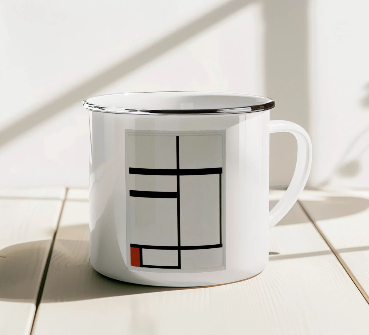 Mondrian - Composition with Red, Black and White tazza in smalto da ARTOTHEK