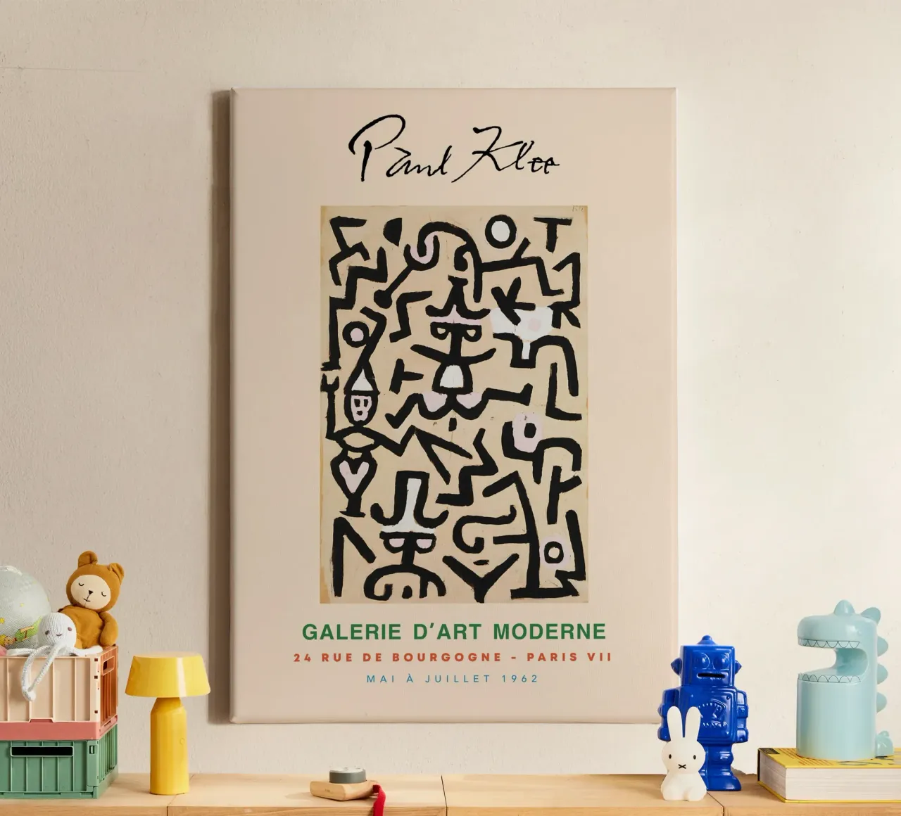 Paul Klee Comedians Handbill Abstract Figurative Vintage canvas with Floater frame by NorwesClub