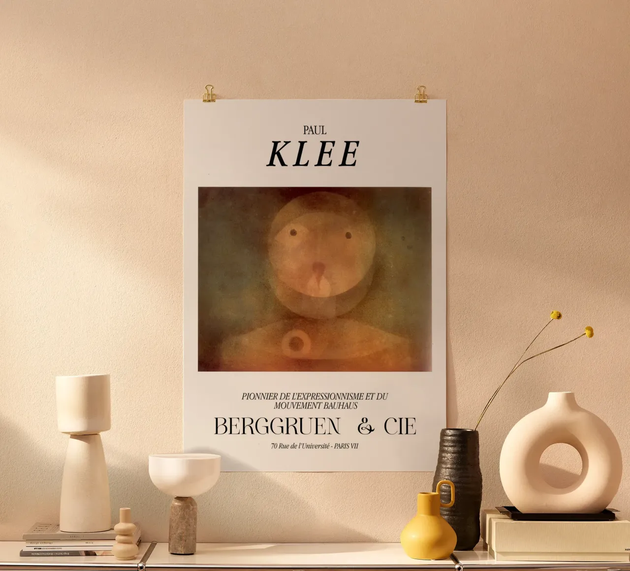 Paul Klee Pierrot Expressionisme Bauhaus Berggruen Print poster met aluminium frame van NorwesClub