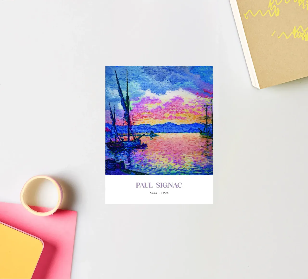 Paul Signac Le Port Sunset Pointillism Vintage Harbor Art sticker by NorwesClub