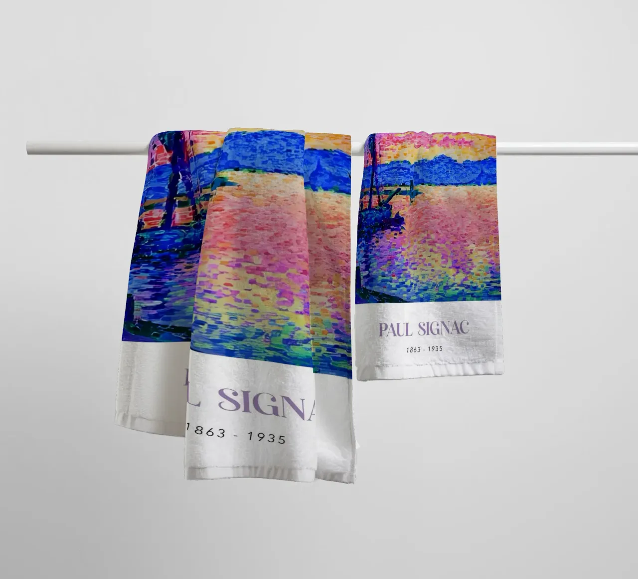 Paul Signac Le Port Sunset Pointillism Vintage Harbor Art towel by NorwesClub