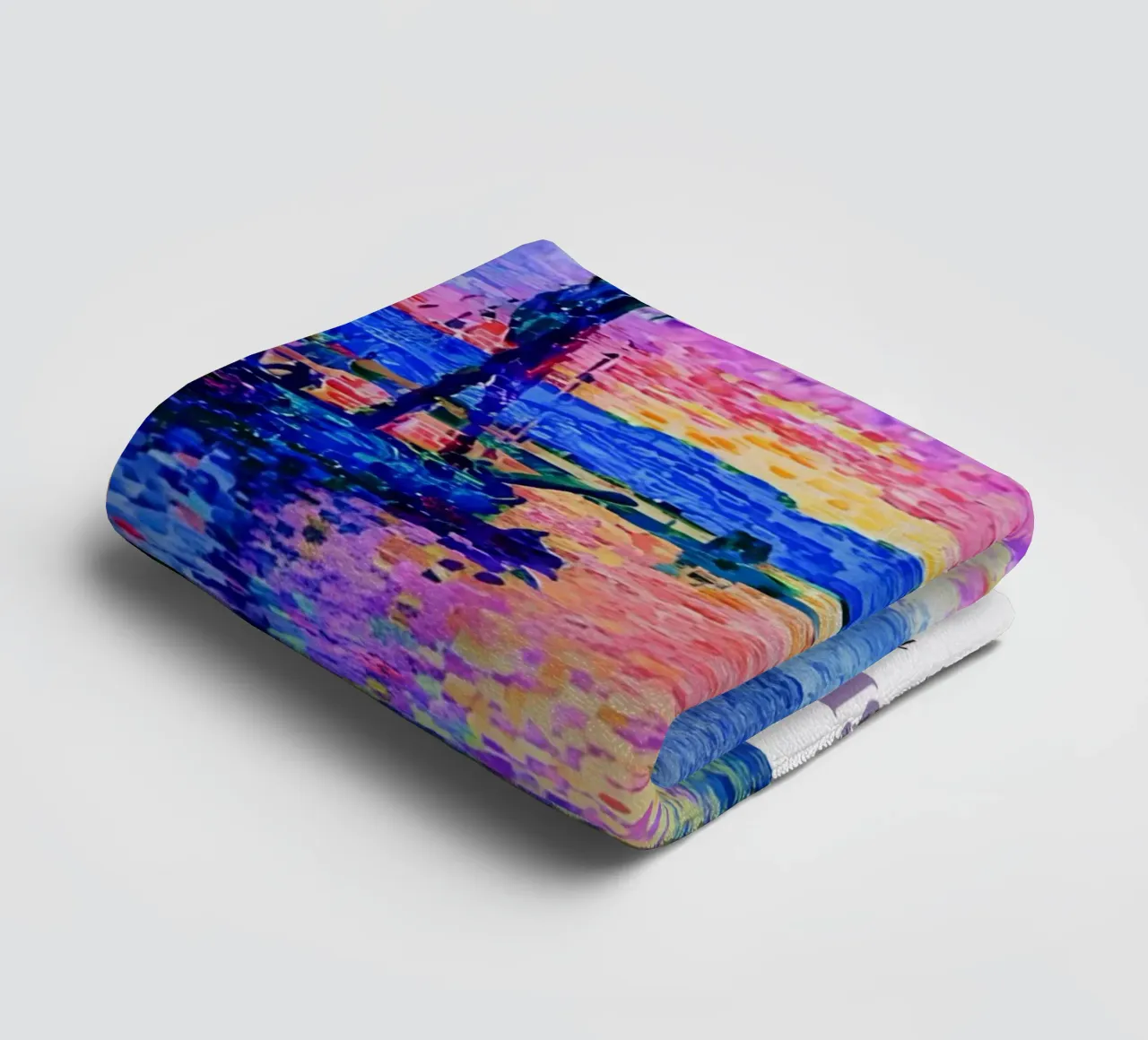 Paul Signac Le Port Sunset Pointillism Vintage Harbor Art towel by NorwesClub