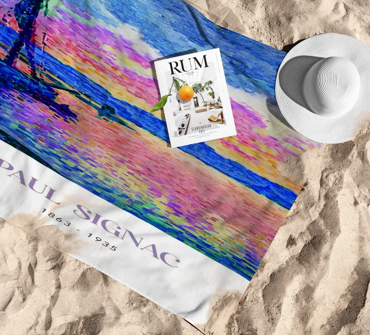 Paul Signac Le Port Sunset Pointillism Vintage Harbor Art beach towel by NorwesClub