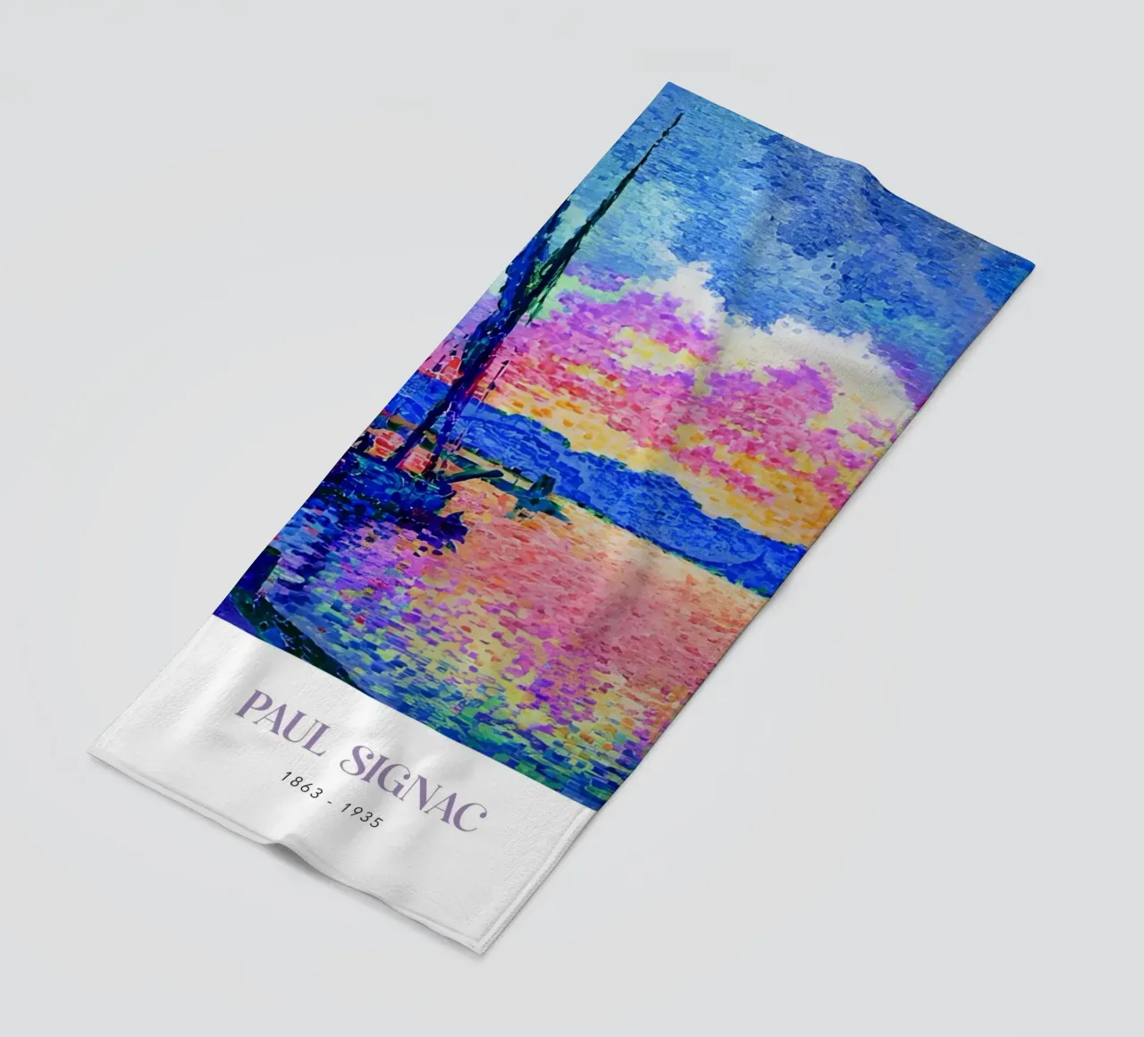 Paul Signac Le Port Sunset Pointillism Vintage Harbor Art beach towel by NorwesClub