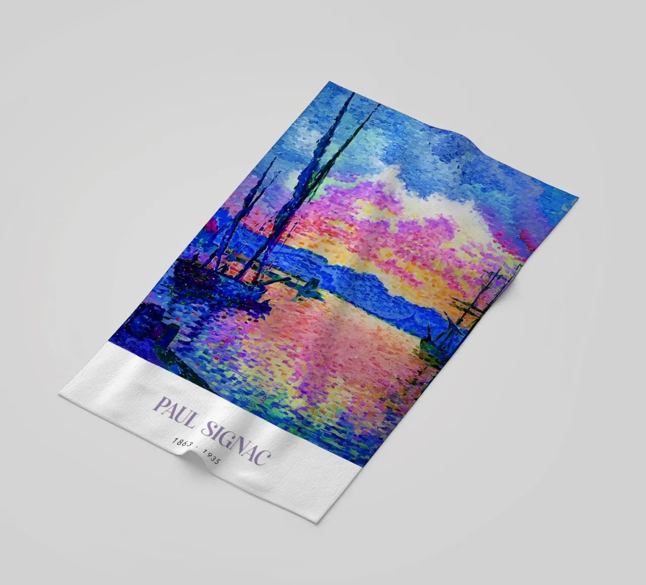 Paul Signac Le Port Sunset Pointillism Vintage Harbor Art beach towel by NorwesClub