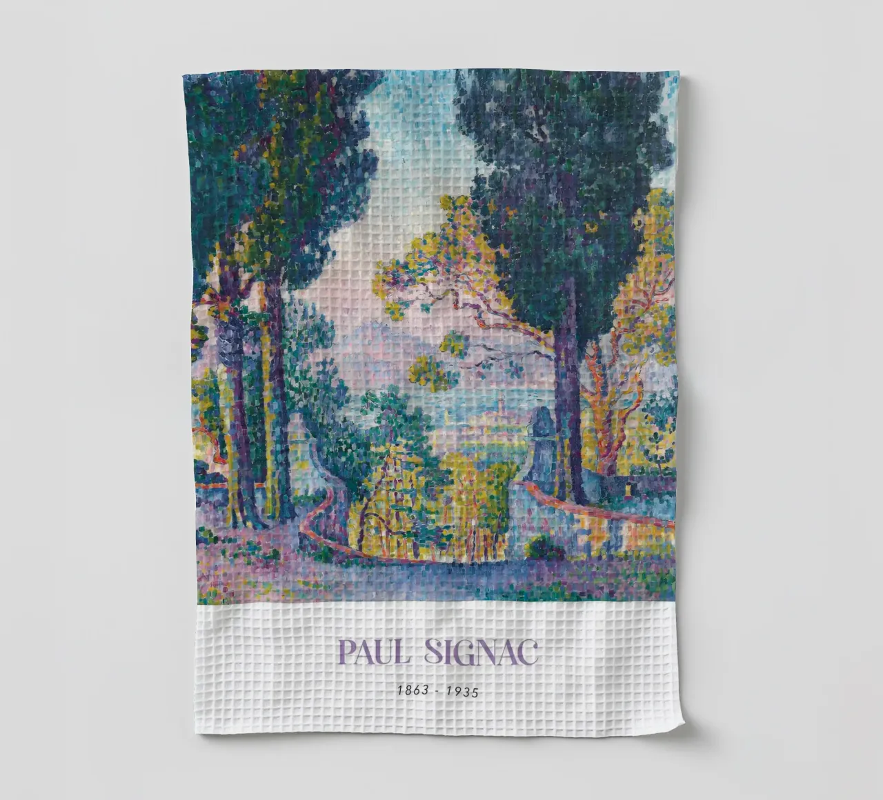 Paul Signac Sainte-Anne Pointillism Vintage Coastal Art tea towel by NorwesClub
