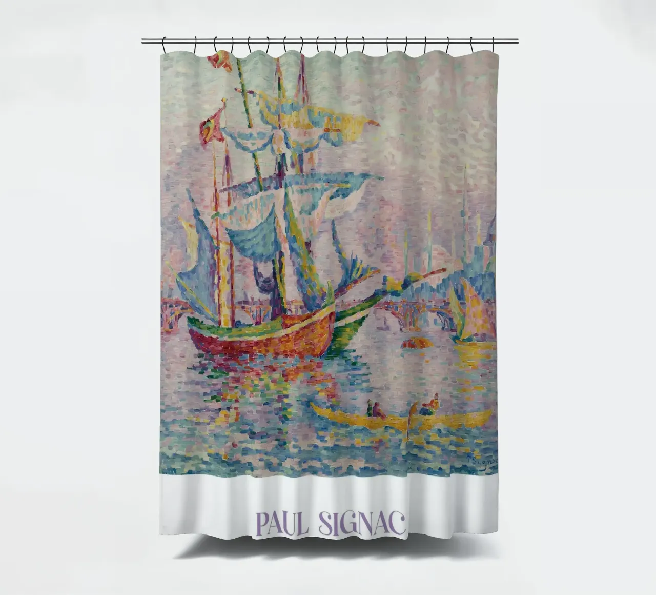 Paul Signac Le Pont Bridge Port Pointillism Vintage Art shower curtain by NorwesClub