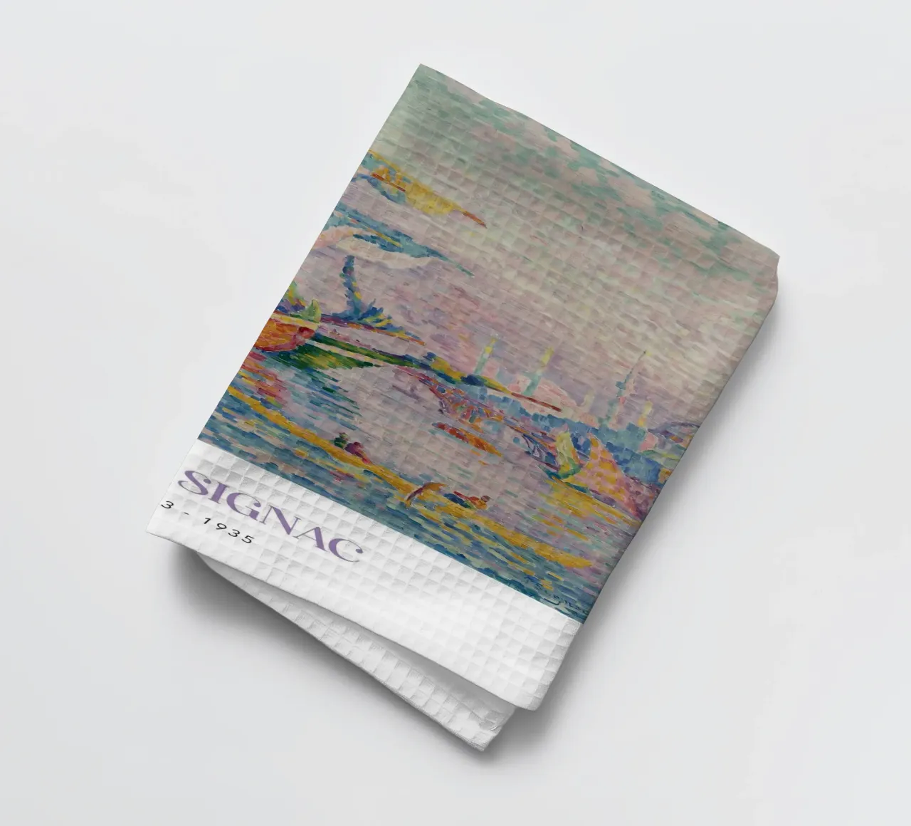 Paul Signac Le Pont Bridge Port Pointillism Vintage Art torchon de NorwesClub