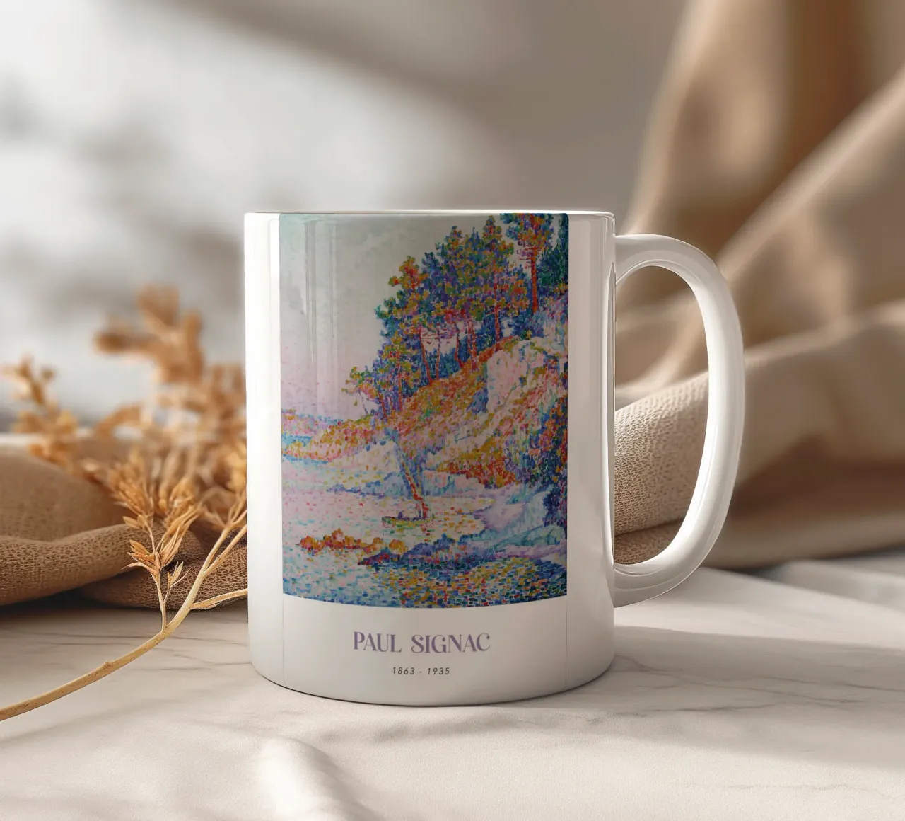 Paul Signac La Calanque Cove Pointillism Arte d'epoca tazza in ceramica da NorwesClub