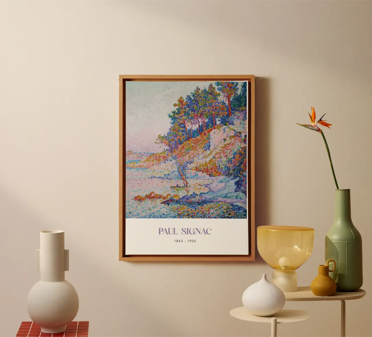Paul Signac La Calanque Cove Pointillism Arte d'epoca tela con Cornice a cassetta da NorwesClub