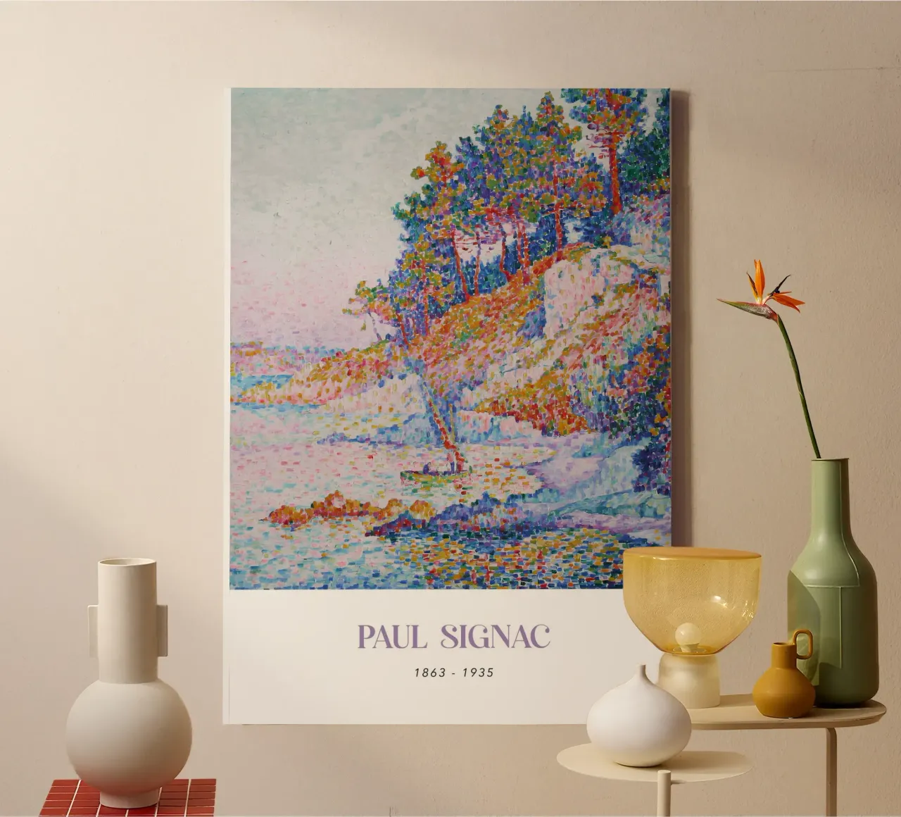 Paul Signac La Calanque Cove Pointillism Arte d'epoca tela con Cornice a cassetta da NorwesClub