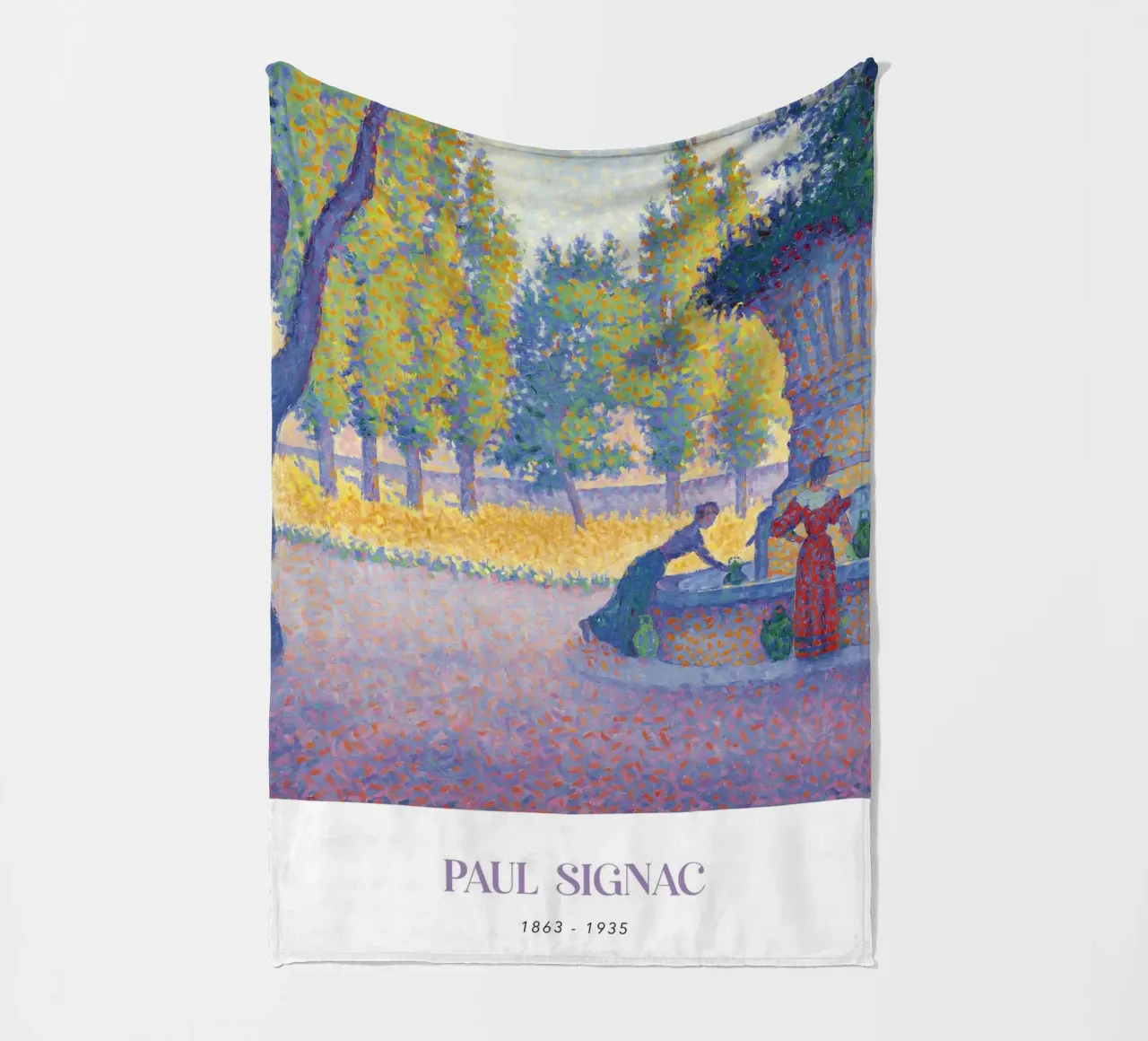 Paul Signac Fontaine des Lices Pointillism Saint-Tropez fleece blanket by NorwesClub