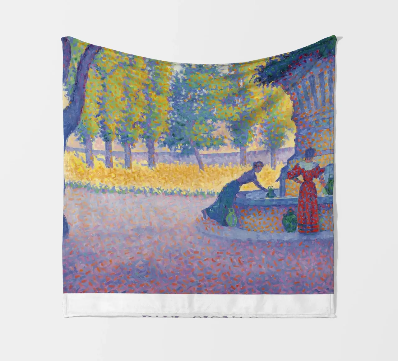Paul Signac Fontaine des Lices Pointillism Saint-Tropez fleece blanket by NorwesClub
