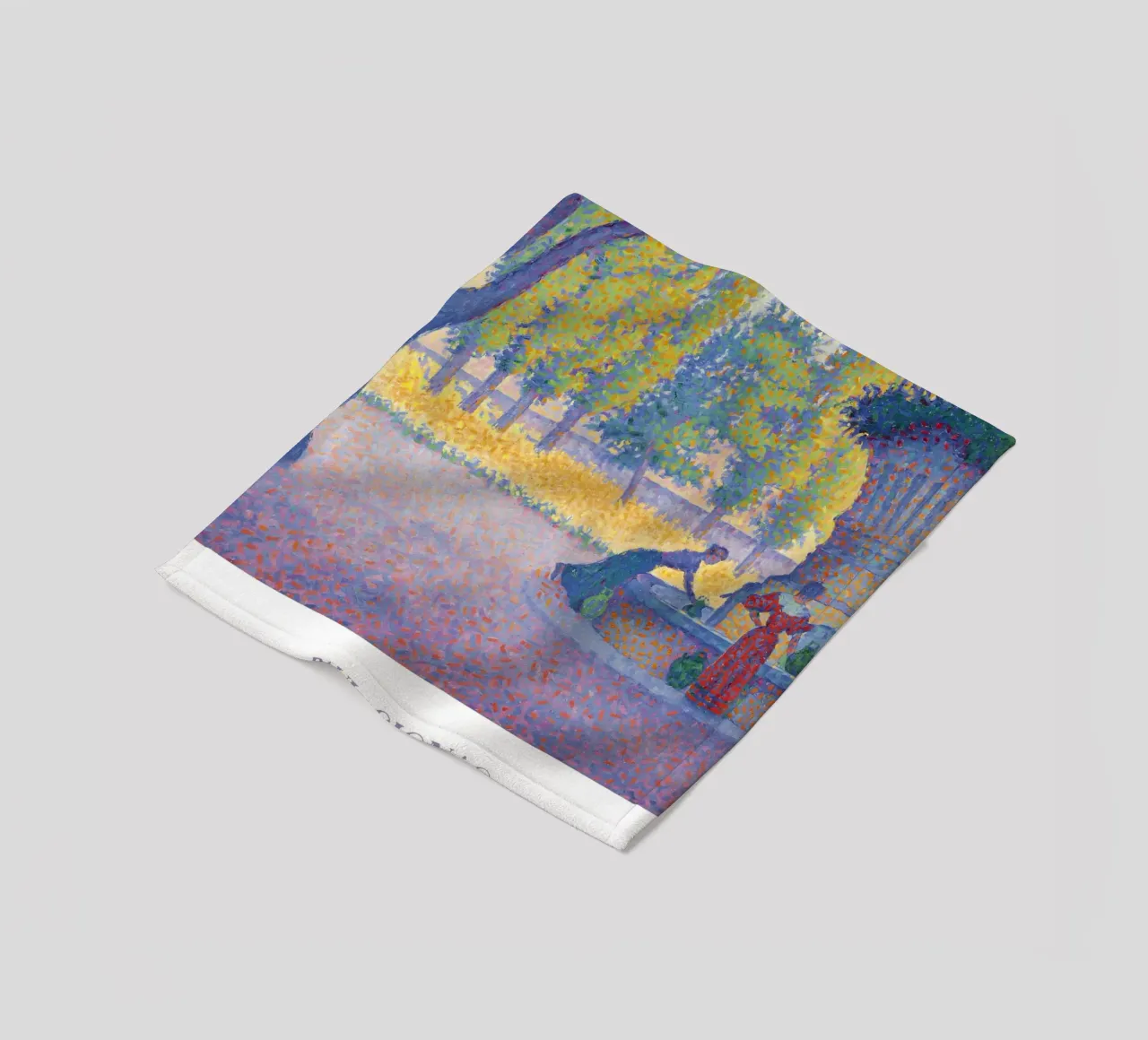 Paul Signac Fontaine des Lices Pointillism Saint-Tropez fleece blanket by NorwesClub
