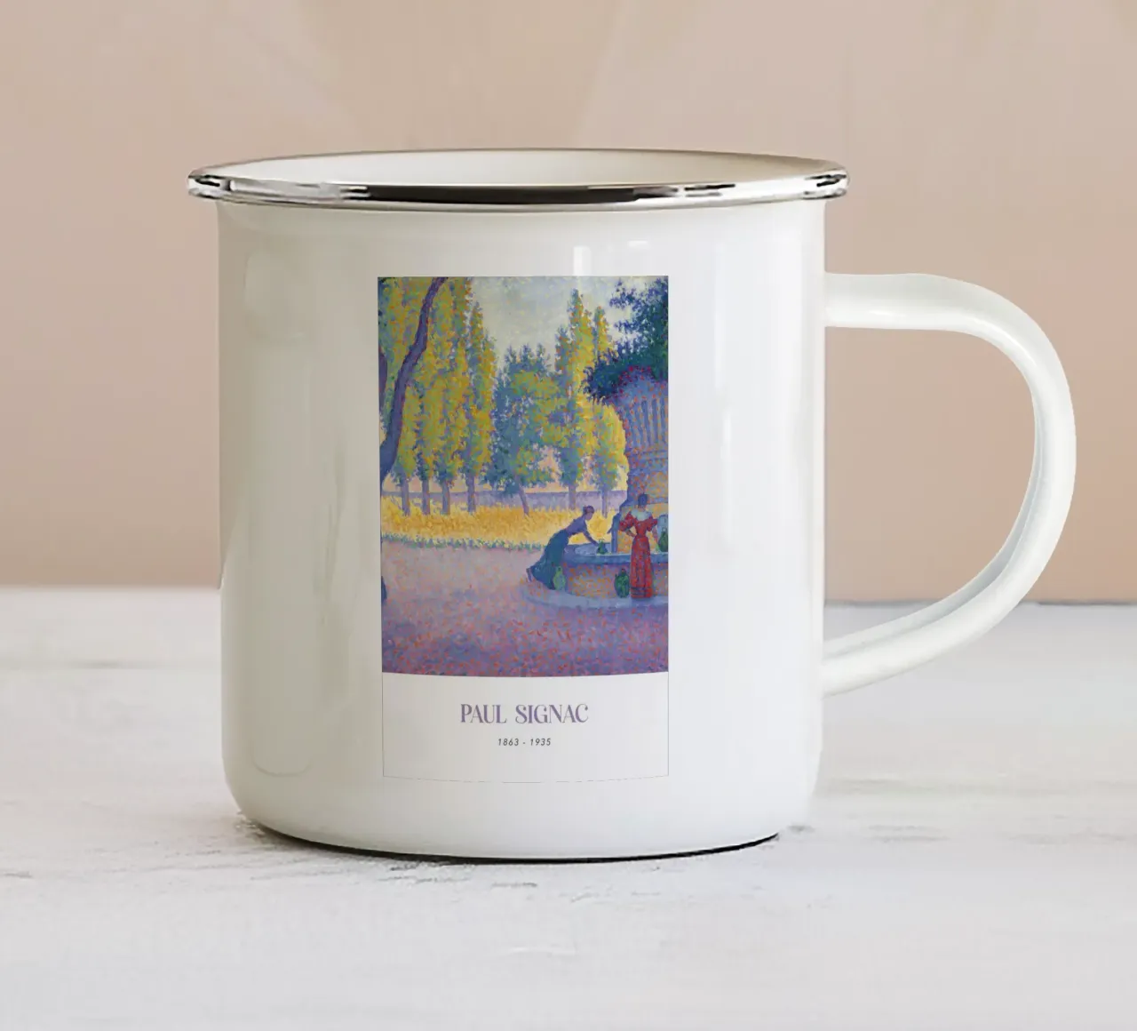 Paul Signac Fontaine des Lices Pointillisme Saint-Tropez emaille mok van NorwesClub