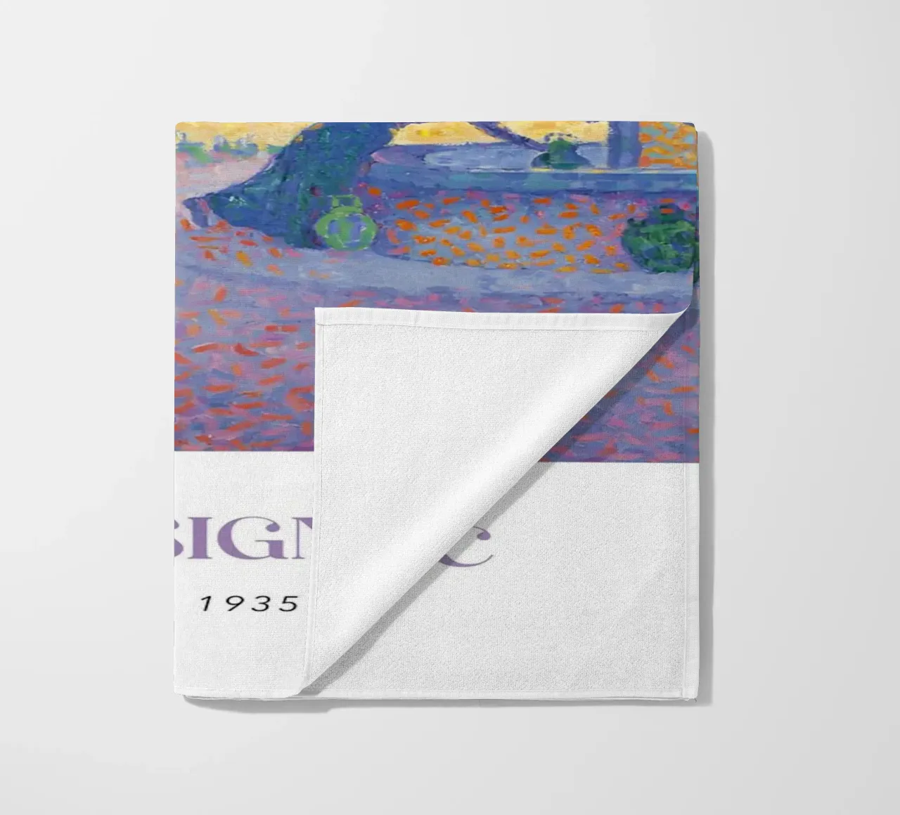 Paul Signac Fontaine des Lices Pointillism Saint-Tropez beach towel by NorwesClub