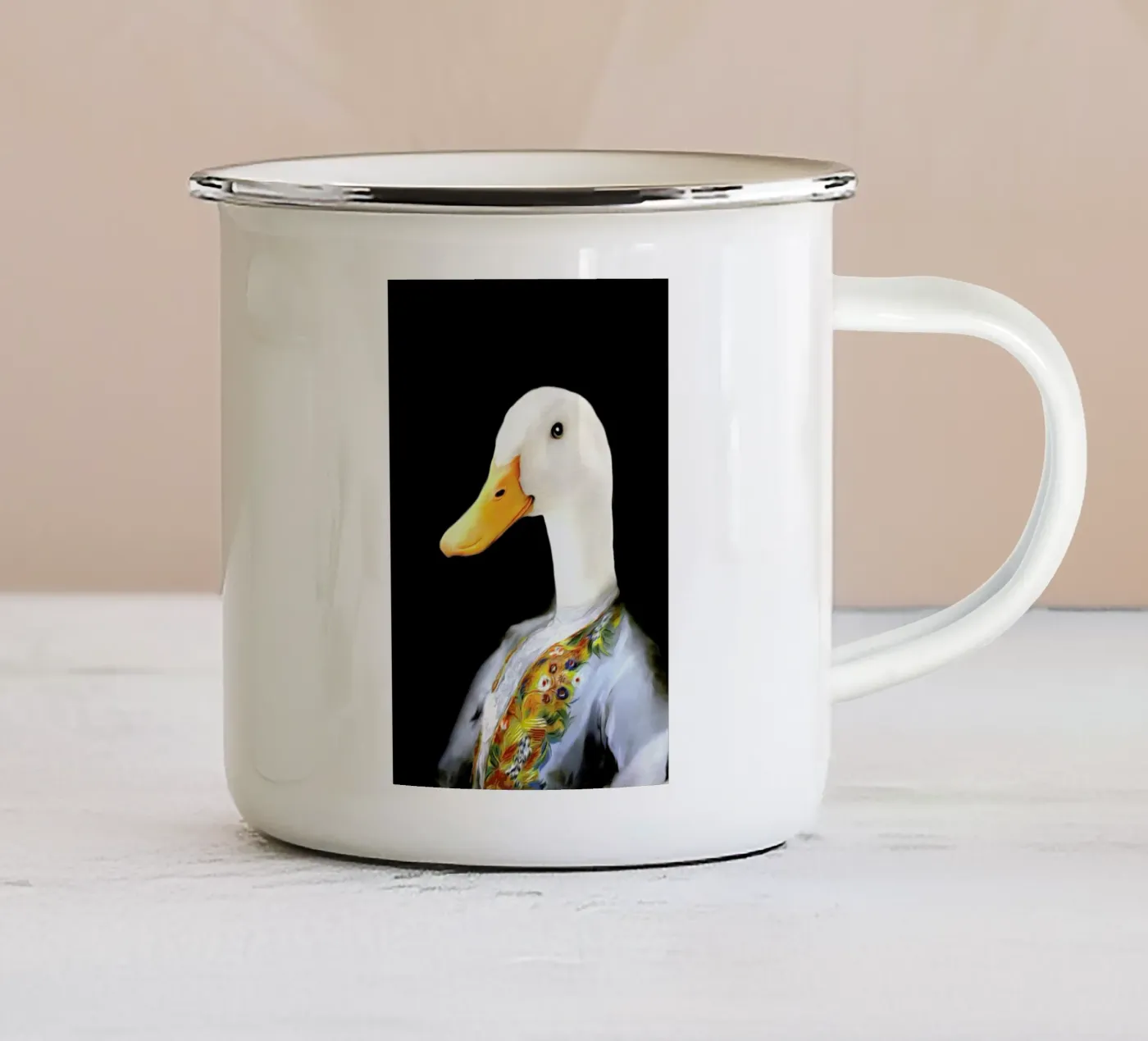 Edwin enamel mug by Tein Lucasson