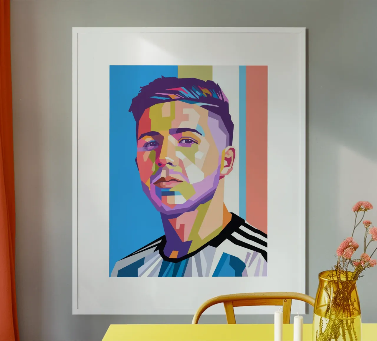 Enzo Fernandez ritratto pop art poster con telaio in alluminio da Hantamrata