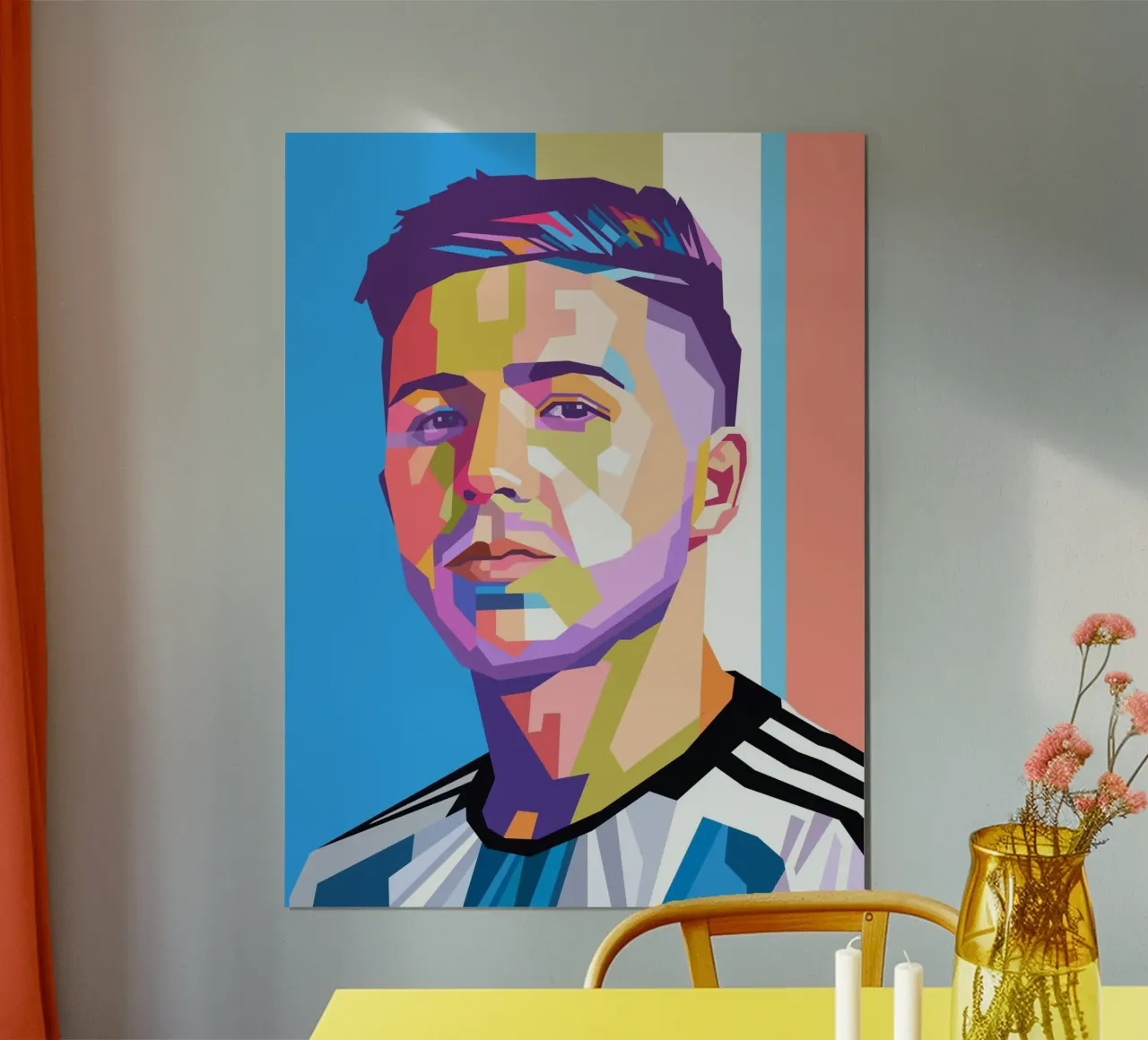Enzo Fernandez ritratto pop art poster con telaio in alluminio da Hantamrata