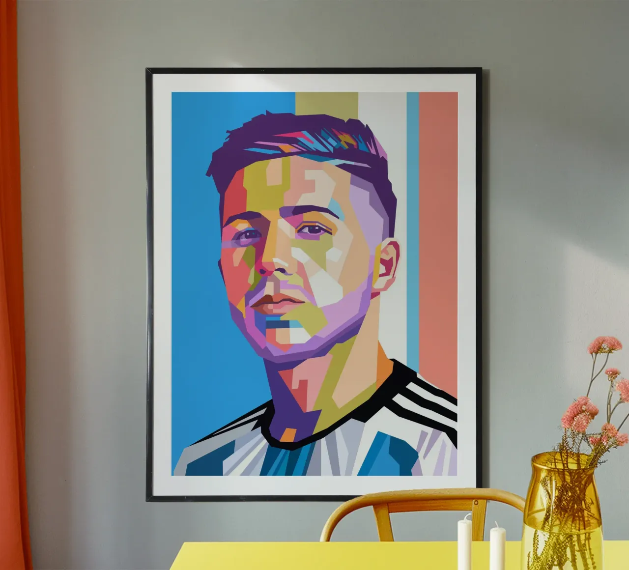 Enzo Fernandez ritratto pop art poster con telaio in alluminio da Hantamrata