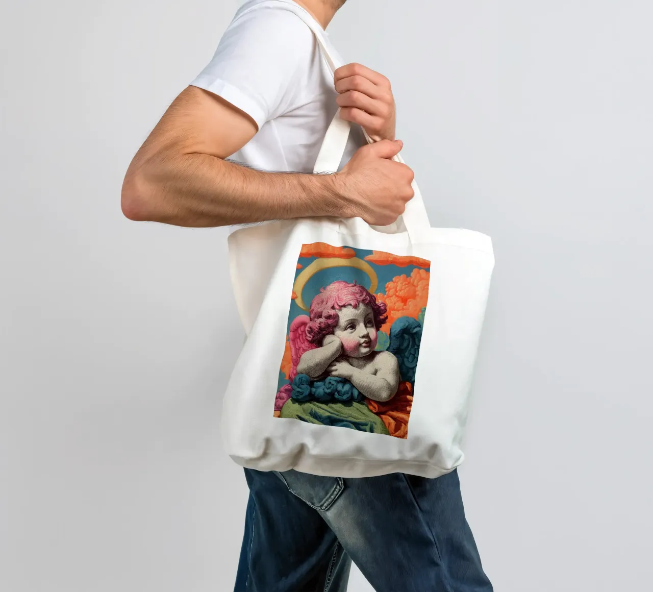Nuages célestes avec ange tote bag de Carinaprint