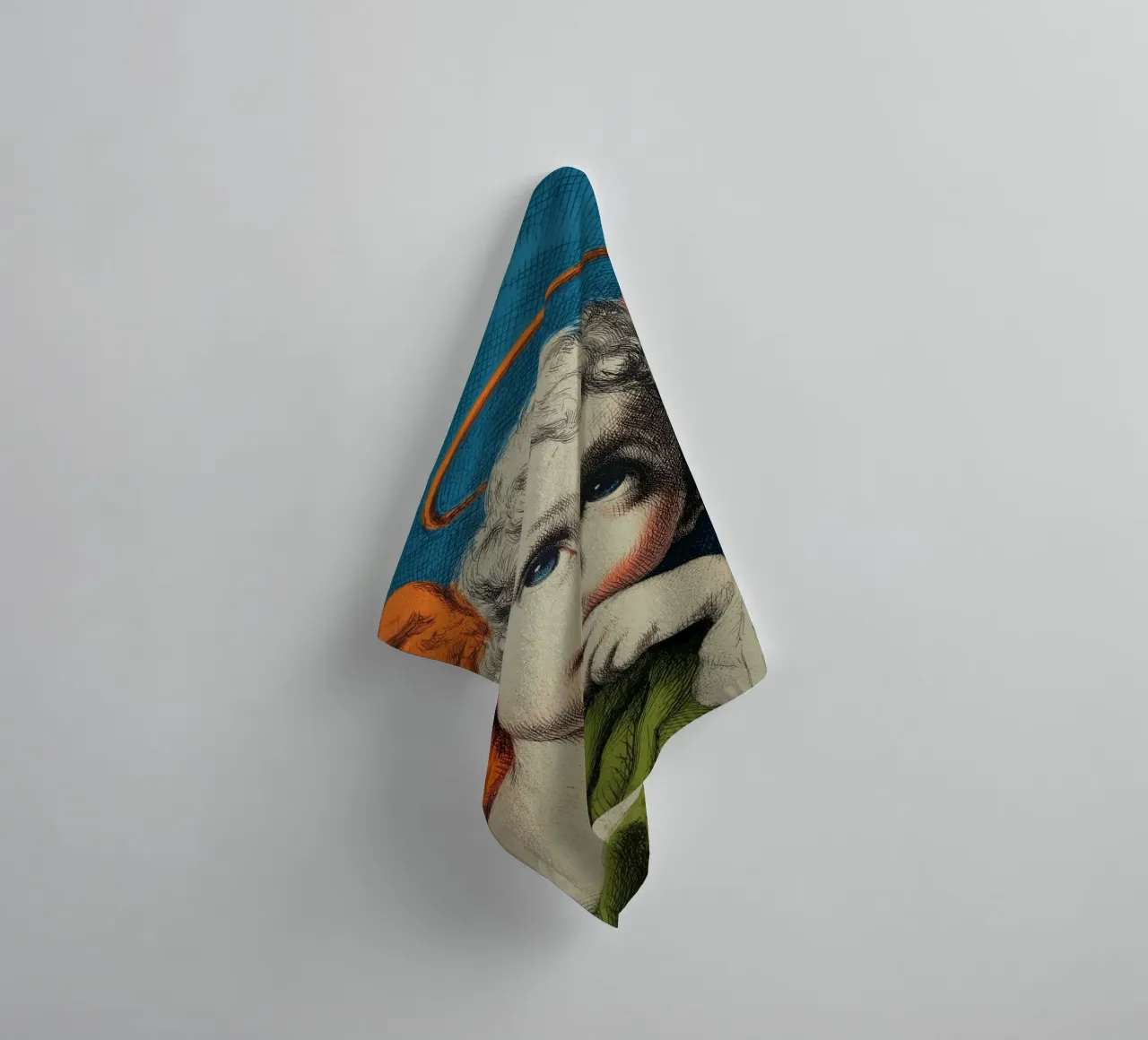Engel tekening met aureool badhanddoek van Carinaprint