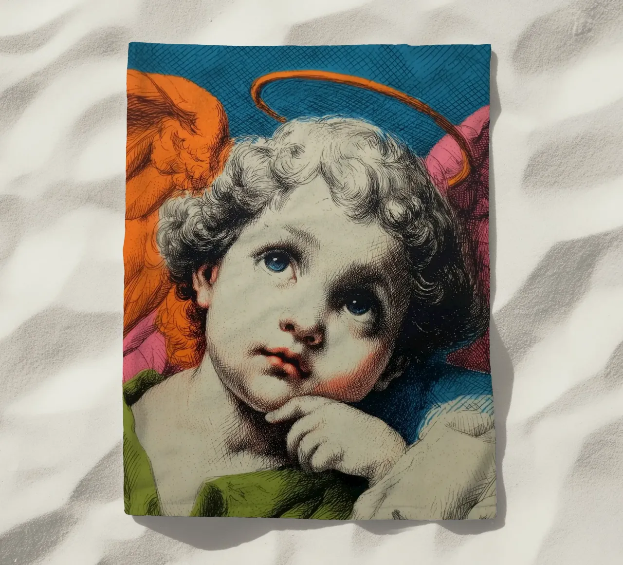 Disegno di angelo con aureola telo mare da Carinaprint