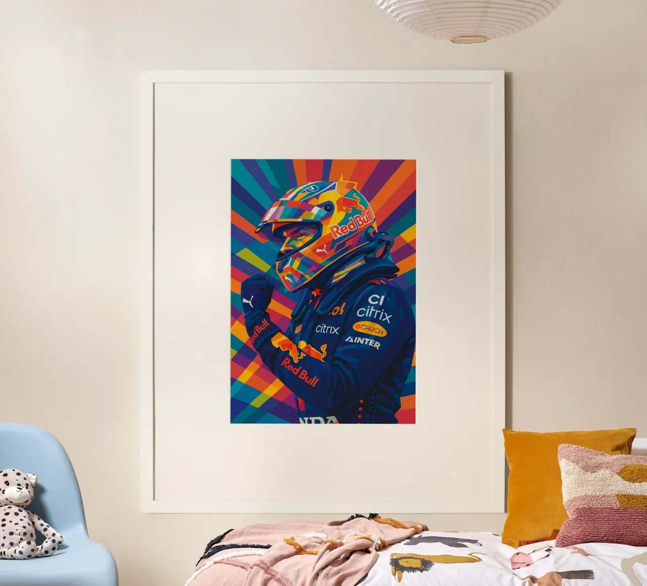 Max Verstappen Red Bull poster con telaio in alluminio da HopeStudio
