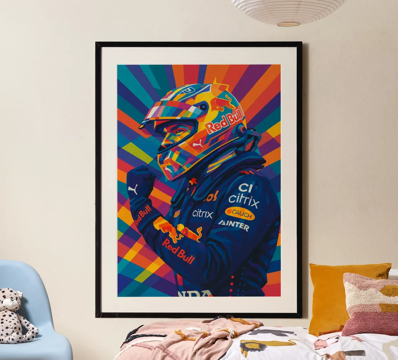 Max Verstappen Red Bull poster con telaio in alluminio da HopeStudio