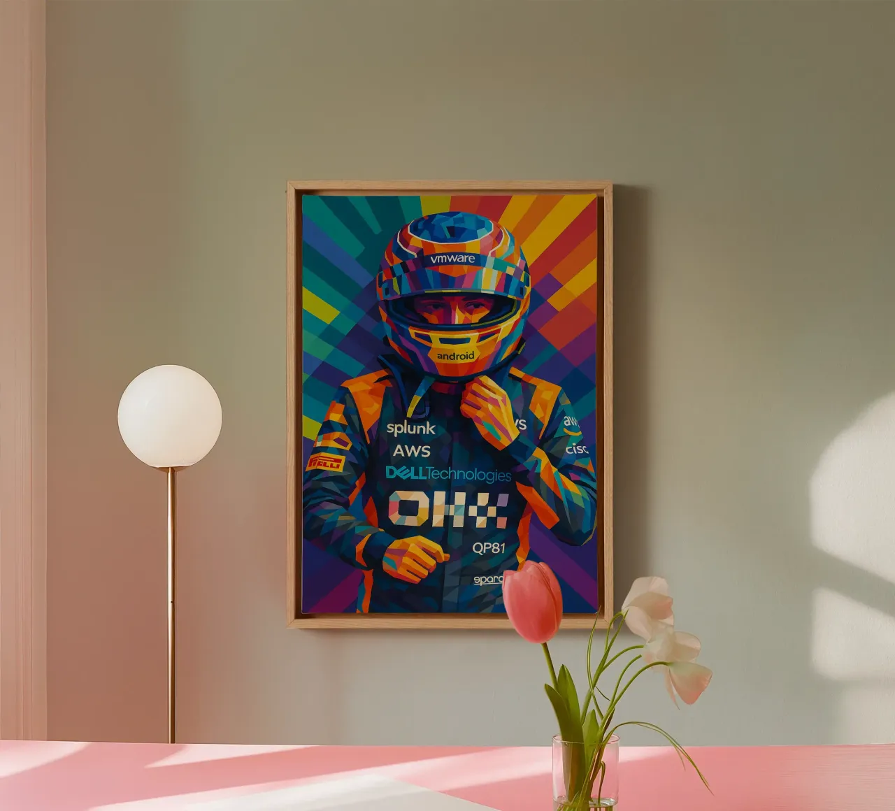 Oscar Piastri McLaren canvas met Baklijst van HopeStudio