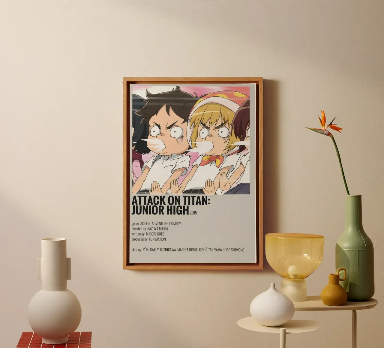 ATTACK ON TITAN: JUNIOR HIGH 2015 tela con Cornice a cassetta da Totoya