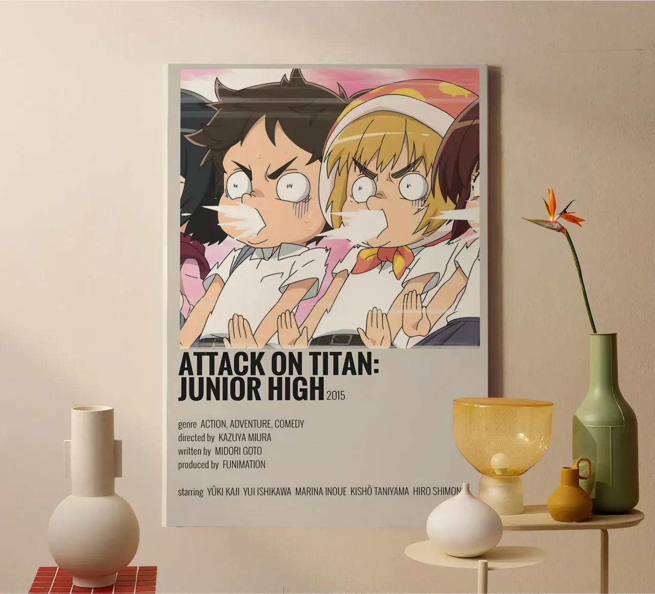 ATTACK ON TITAN: JUNIOR HIGH 2015 tela con Cornice a cassetta da Totoya