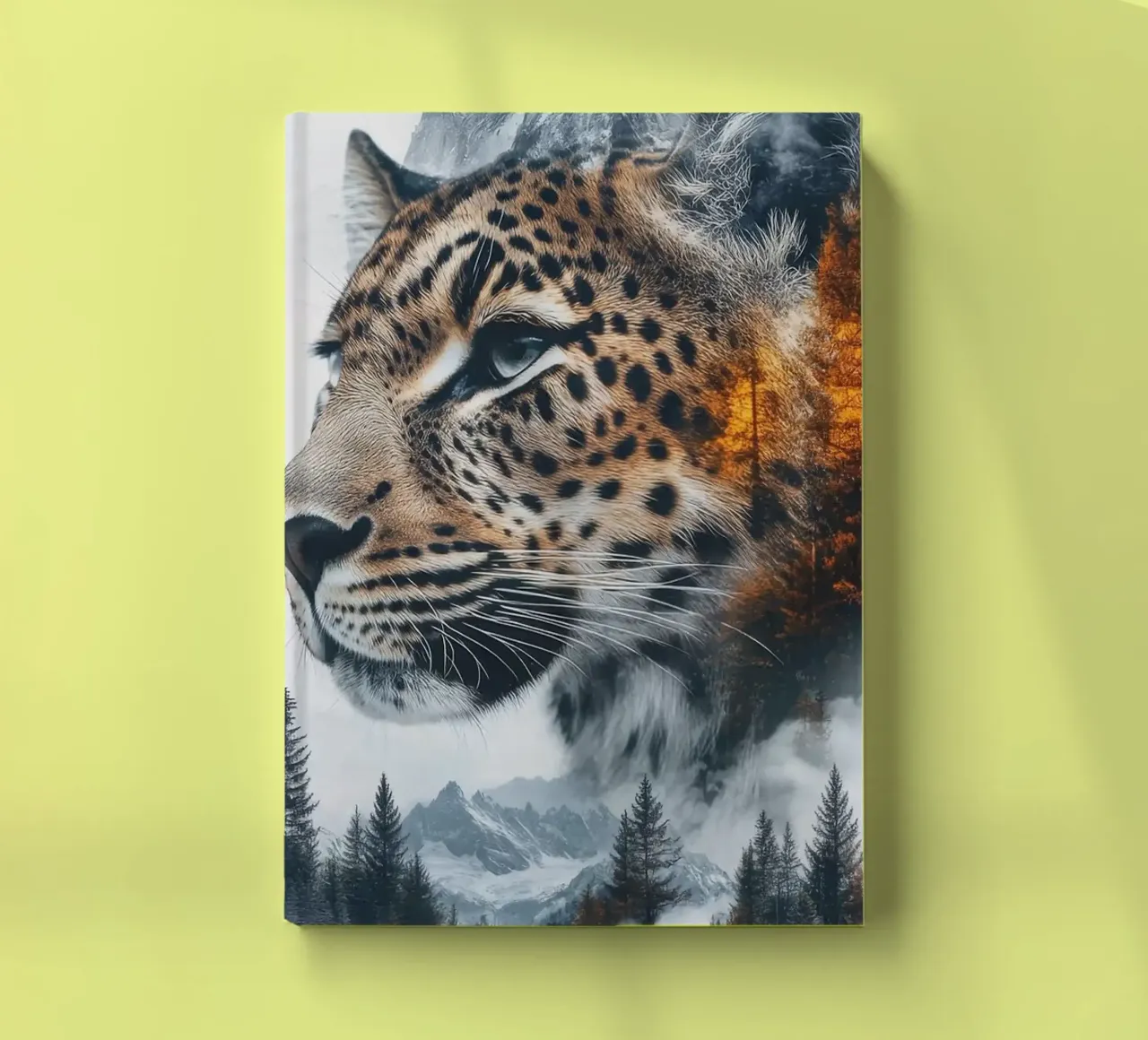 leopard mountains pine trees notebook by Kirsten C Nolan