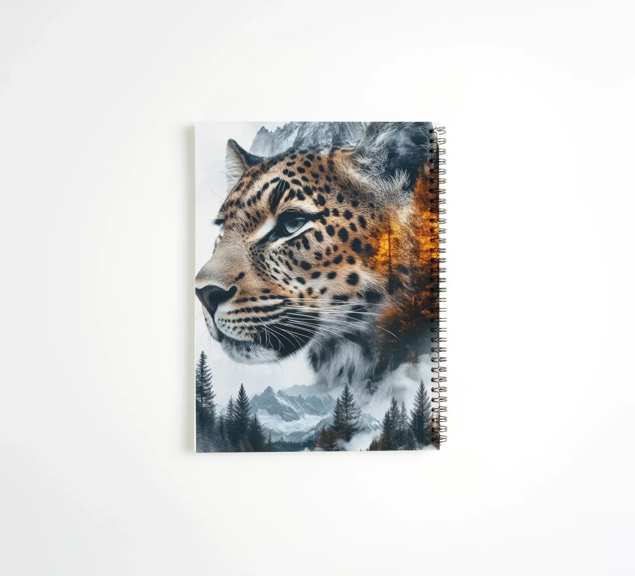 leopard mountains pine trees spiral notebook by Kirsten C Nolan