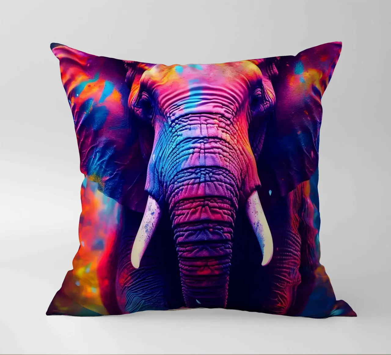 elefante fauna selvatica colori vivaci cuscino da Kirsten C Nolan