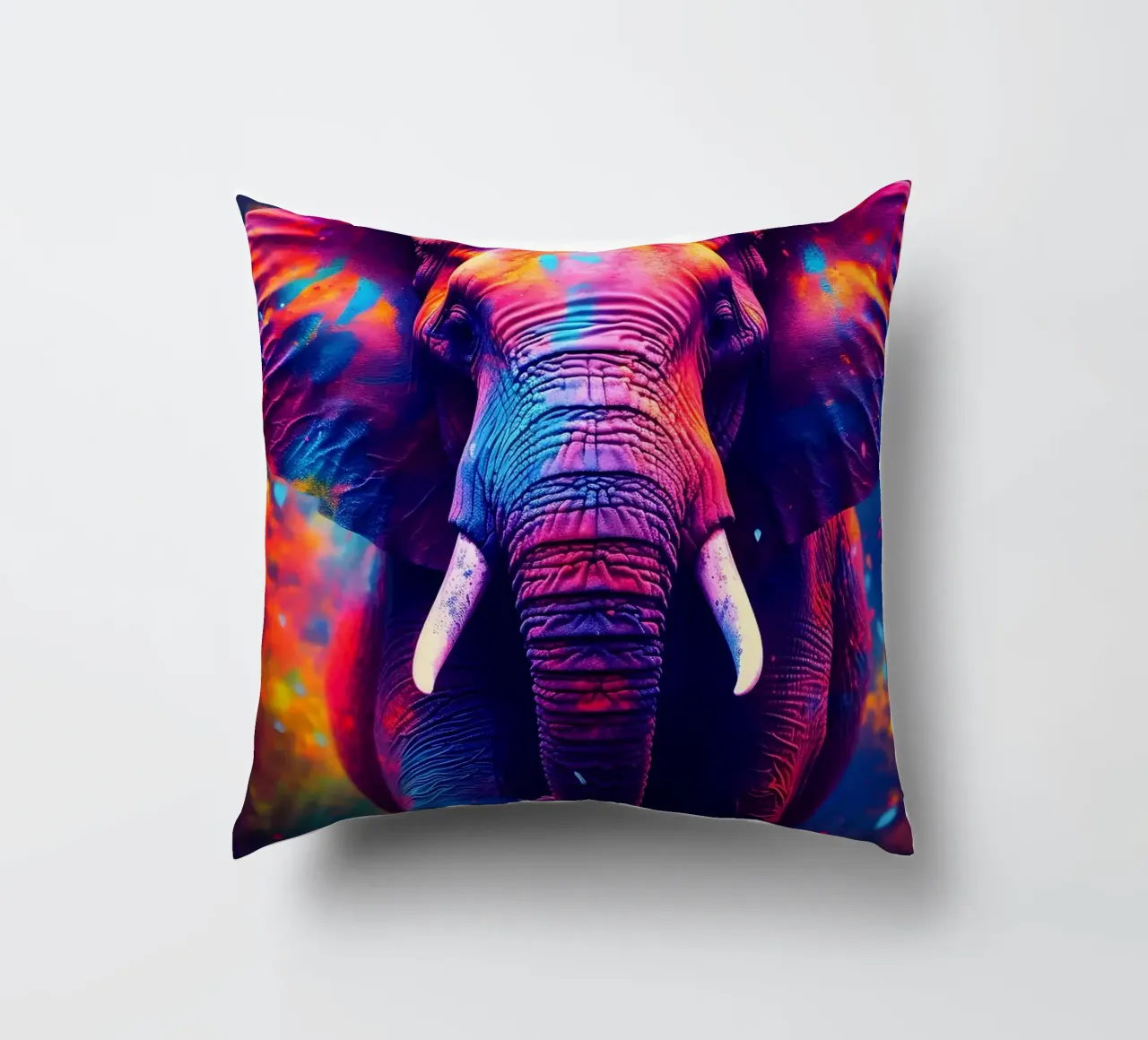 elefante fauna selvatica colori vivaci cuscino da Kirsten C Nolan