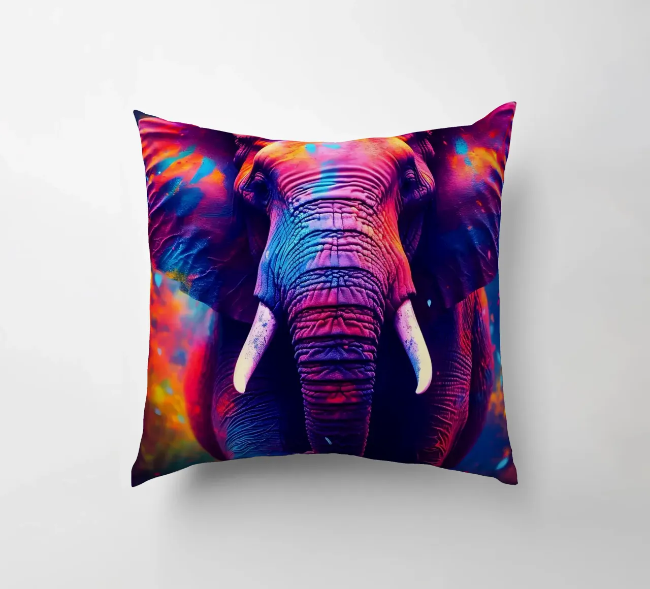 elefante fauna selvatica colori vivaci cuscino da Kirsten C Nolan