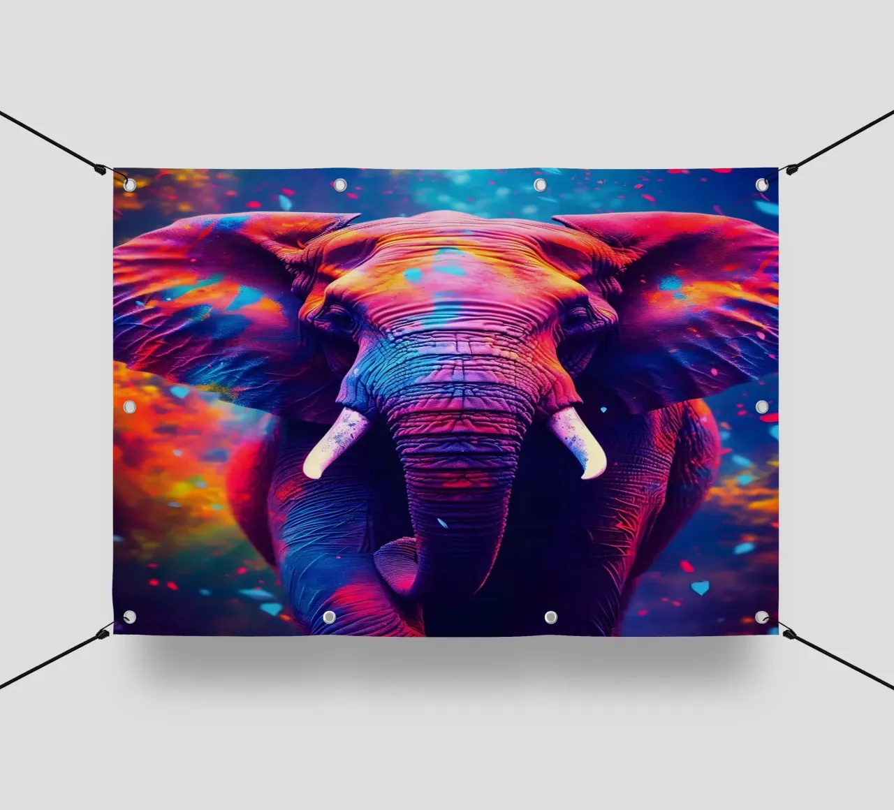 elefante fauna selvatica colori vivaci telo in pvc da Kirsten C Nolan