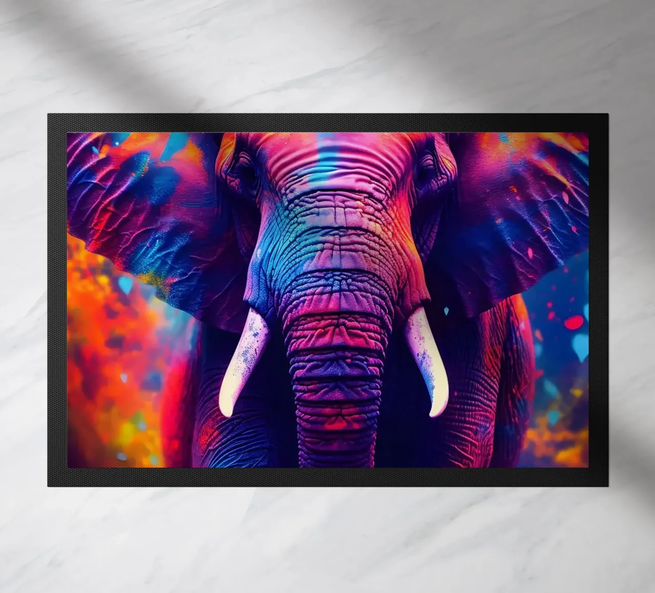elefante fauna selvatica colori vivaci zerbino da Kirsten C Nolan