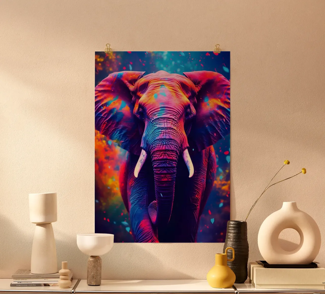 elefante fauna selvatica colori vivaci carta hahnemühle da Kirsten C Nolan