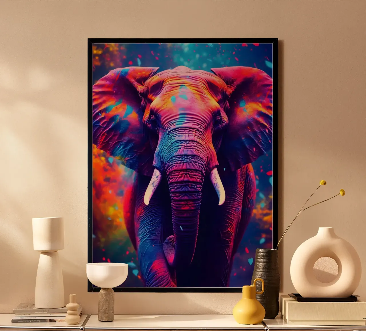 elephant wildlife vivid colors poster by Kirsten C Nolan
