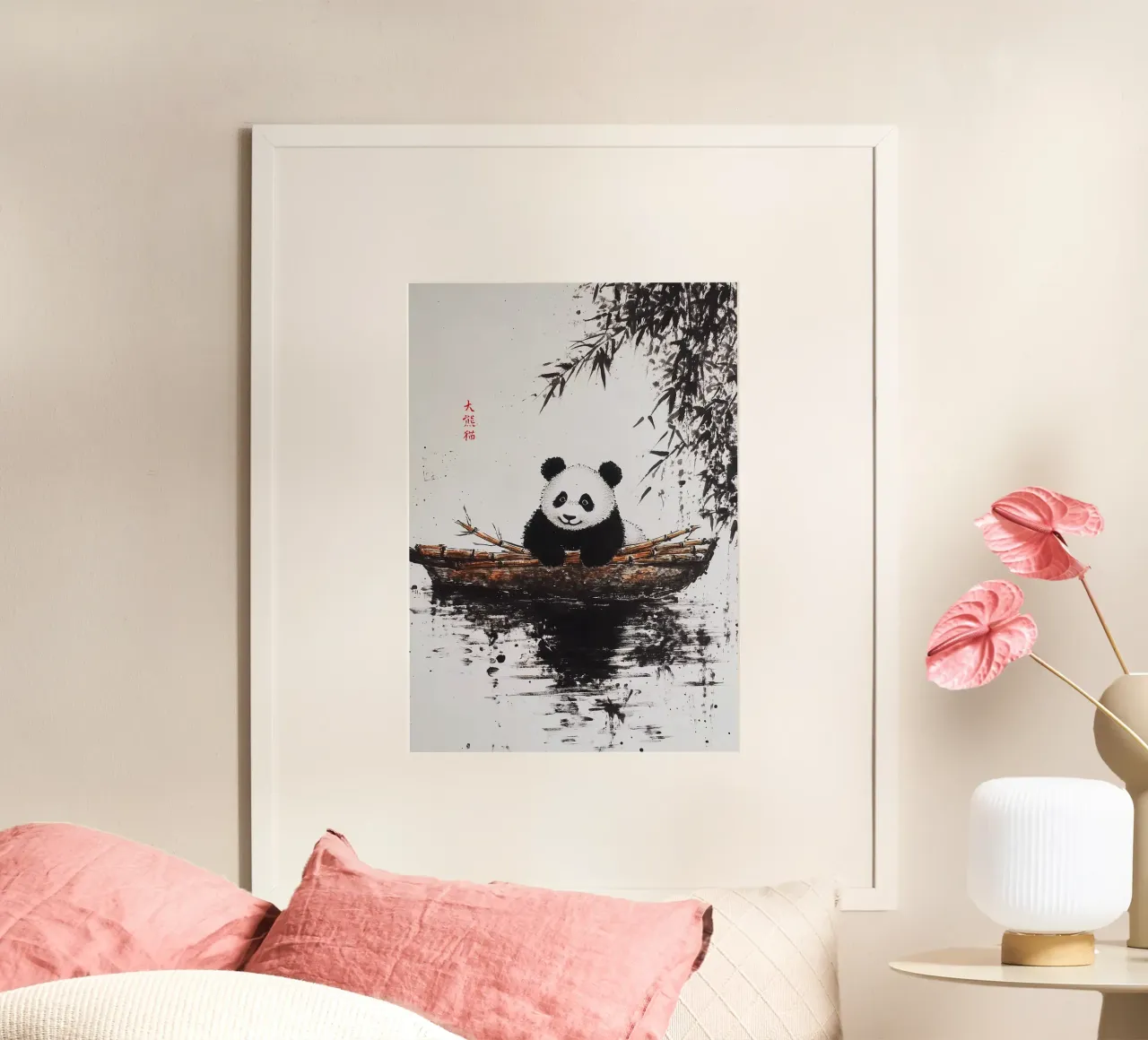 panda barca bambù acqua poster da James Isaac Jackson