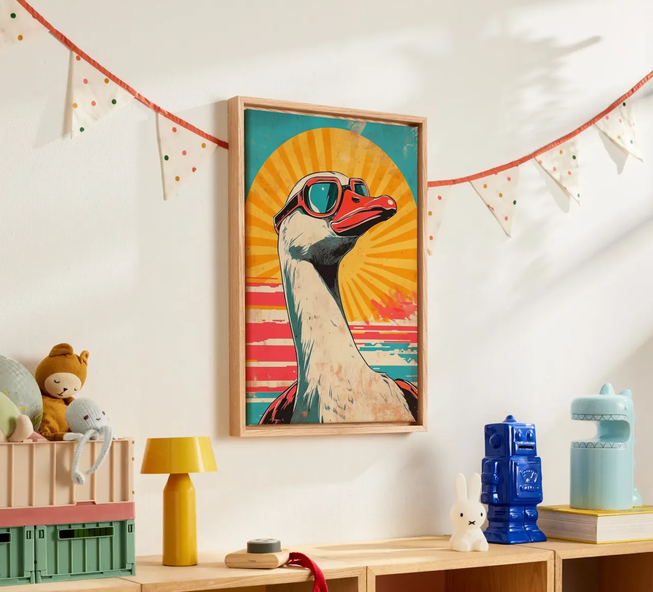 goose sunglasses sunburst canvas with Floater frame by James Isaac Jackson