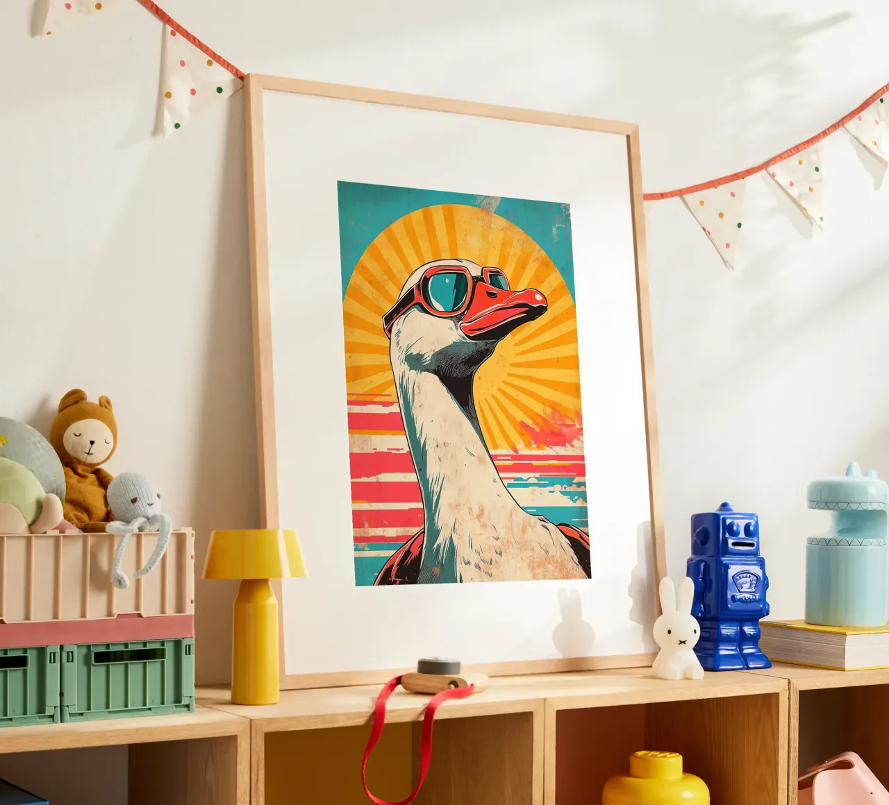 occhiali da sole goose sunburst poster con telaio in alluminio da James Isaac Jackson