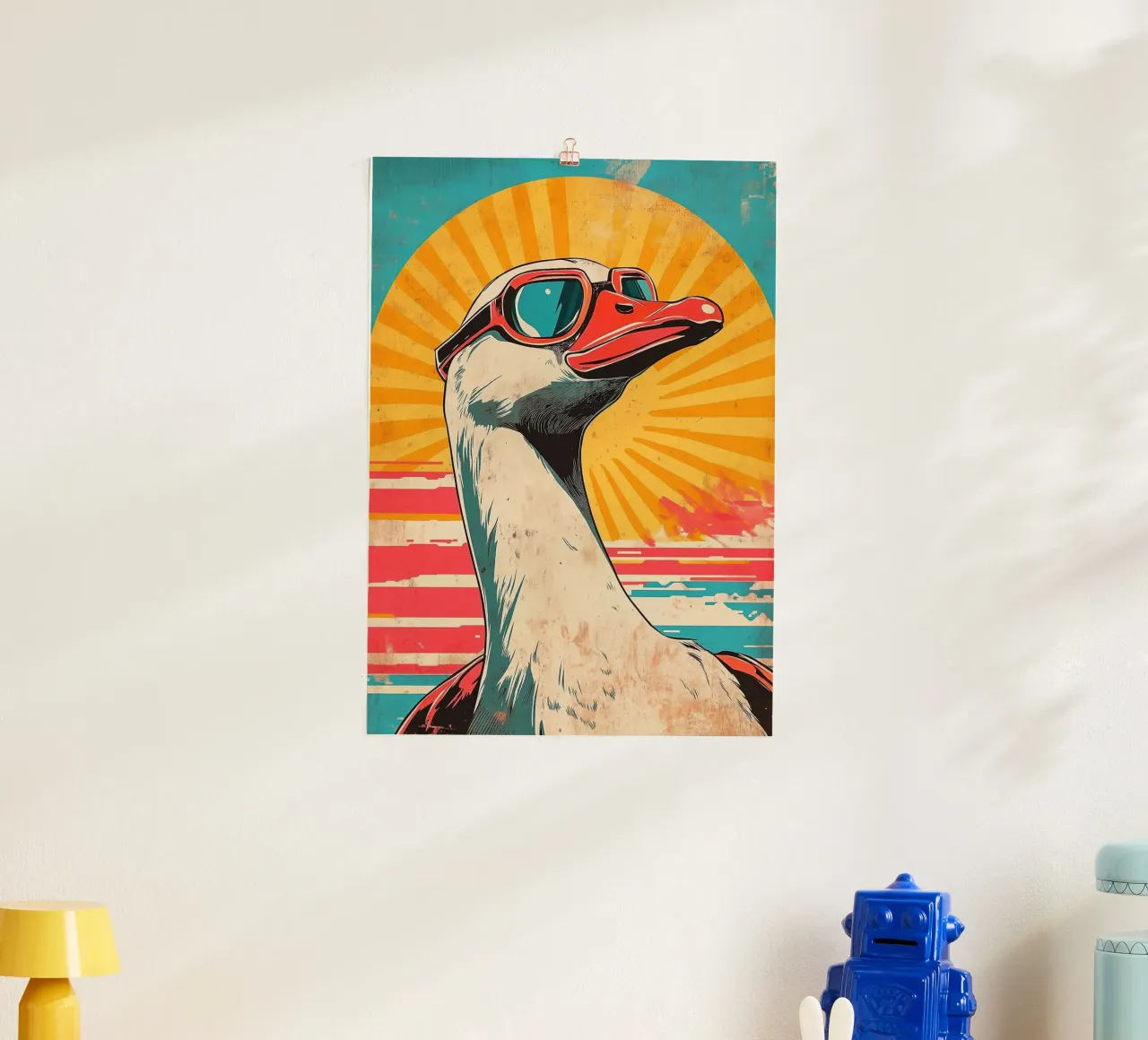 occhiali da sole goose sunburst poster con telaio in alluminio da James Isaac Jackson