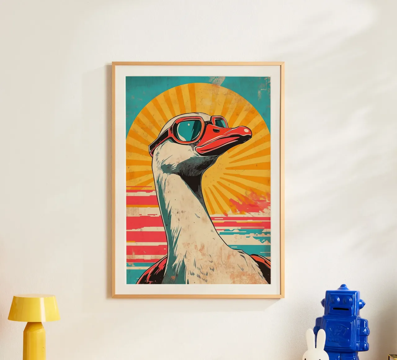 occhiali da sole goose sunburst poster con telaio in alluminio da James Isaac Jackson