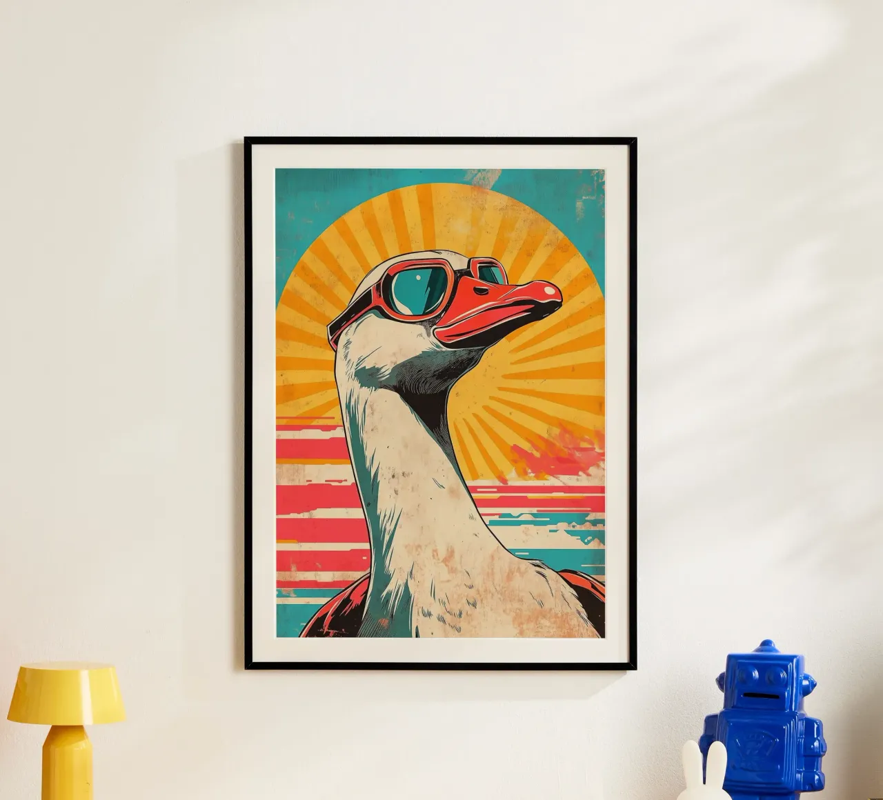 occhiali da sole goose sunburst poster con telaio in alluminio da James Isaac Jackson