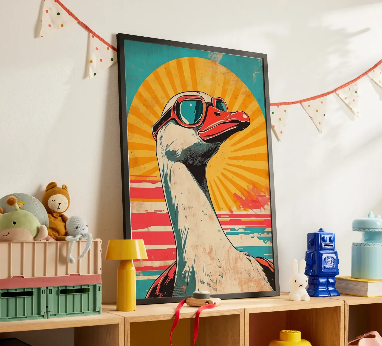 occhiali da sole goose sunburst poster con telaio in alluminio da James Isaac Jackson