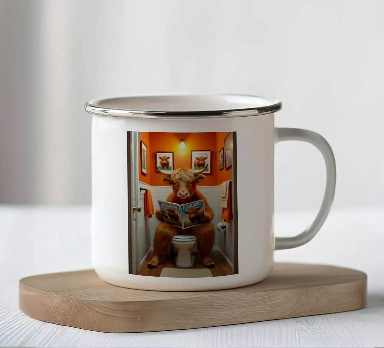 lettura del bagno della mucca tazza in smalto da James Isaac Jackson