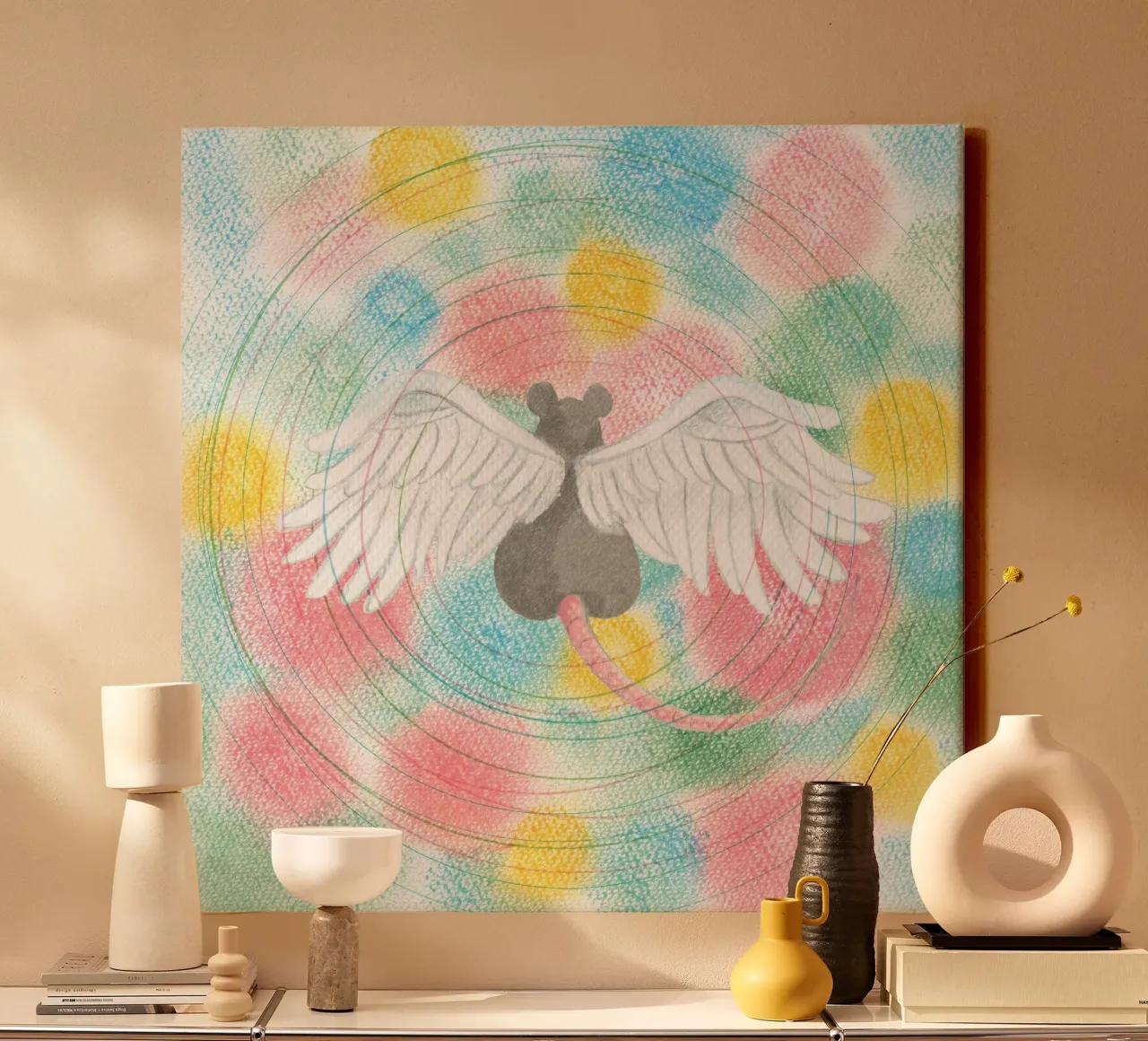 Mei Semones Animaru canvas met Baklijst van Band Merch